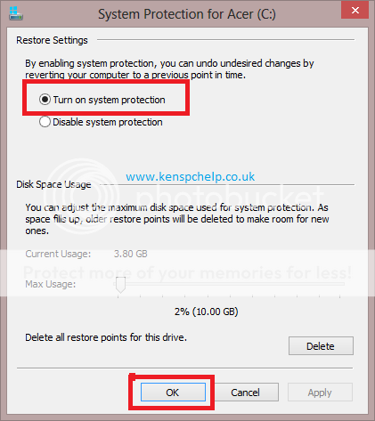 Turn On System Protection Turn On System Protection